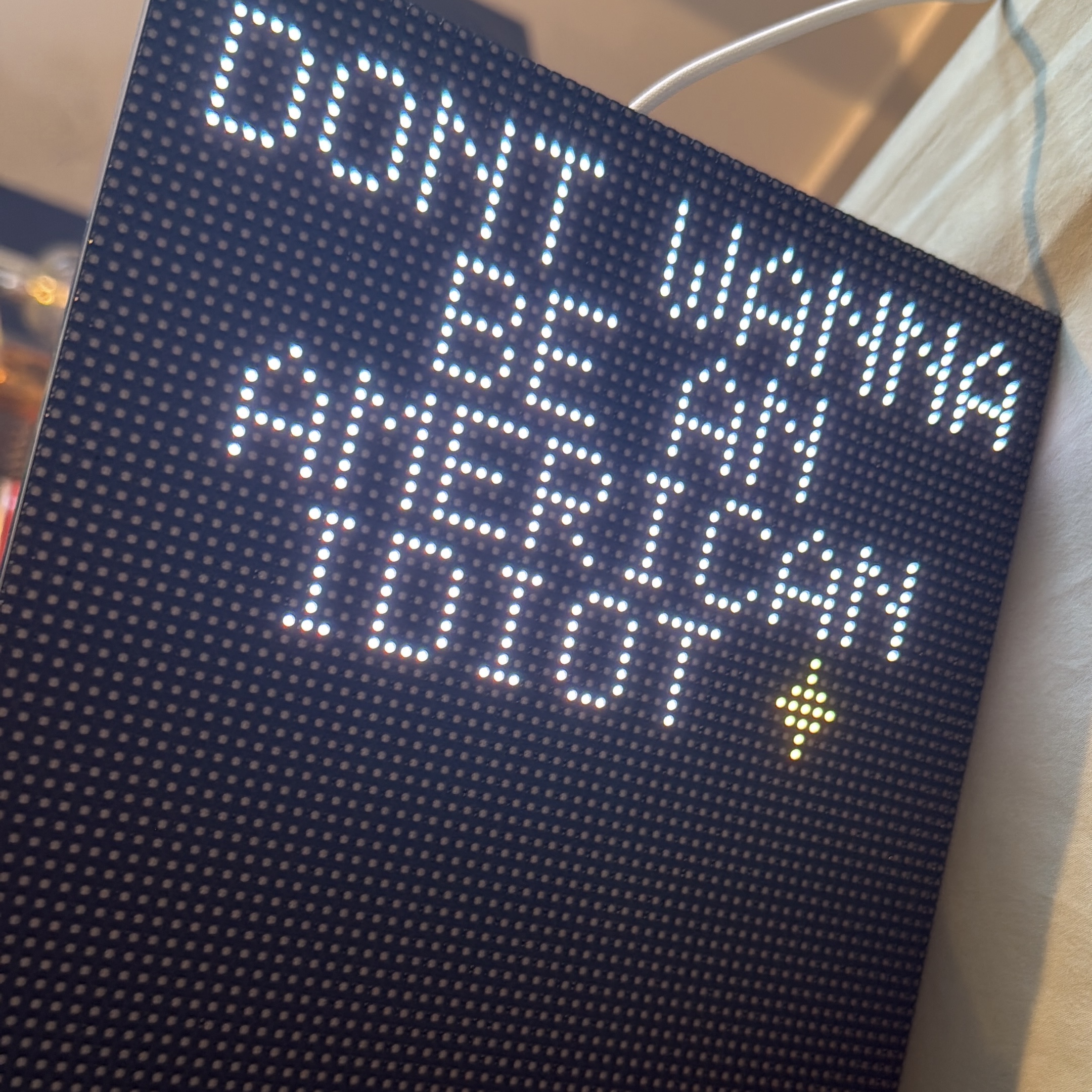 Tailwind board showing custom text